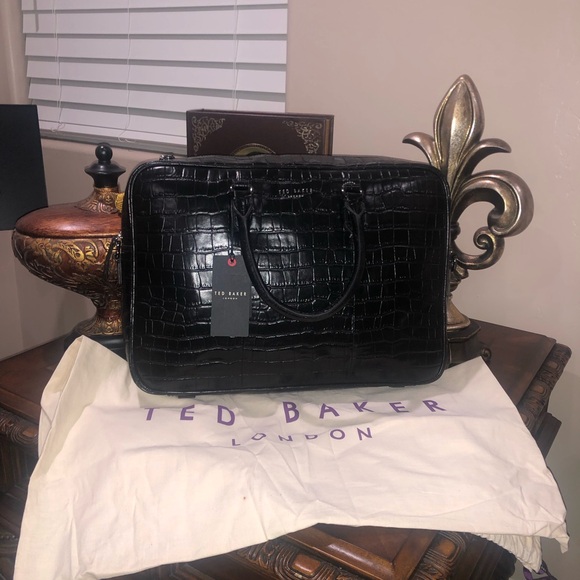 COPY - Ted Baker Fabian Croc-embossed Leather Document Bag - Picture 1 of 5